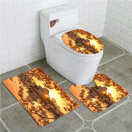 CHAPLLE Washington DC in Spring 3 Piece Bathroom Rugs Set Bath Rug Contour Mat and Toilet Lid Cover
