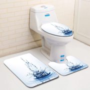 CHAPLLE Water Leaf Splash 3 Piece Bathroom Rugs Set Bath Rug Contour Mat and Toilet Lid Cover