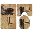 thumbnail image 1 of CHAPLLE Western Snake Skin Cowboy Boots Timber Planks in Barn Hay Old West Austin Texas 3 Piece Bathroom Rugs Set Bath Rug Contour Mat and Toilet Lid Cover, 1 of 2