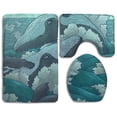 thumbnail image 1 of CHAPLLE Whale Fish Style 3 Piece Bathroom Rugs Set Bath Rug Contour Mat and Toilet Lid Cover, 1 of 2