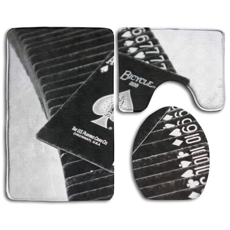 CHAPLLE White Ace Black Card 3 Piece Bathroom Rugs Set Bath Rug Contour Mat and Toilet Lid Cover