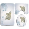 thumbnail image 1 of CHAPLLE White Nice Cute Polar Bear 3 Piece Bathroom Rugs Set Bath Rug Contour Mat and Toilet Lid Cover, 1 of 2