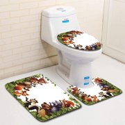 CHAPLLE Wild 3 Piece Bathroom Rugs Set Bath Rug Contour Mat and Toilet Lid Cover