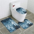 thumbnail image 1 of CHAPLLE Winter Scene Frosted Pine Branches Winter in Woods 3 Piece Bathroom Rugs Set Bath Rug Contour Mat and Toilet Lid Cover, 1 of 2