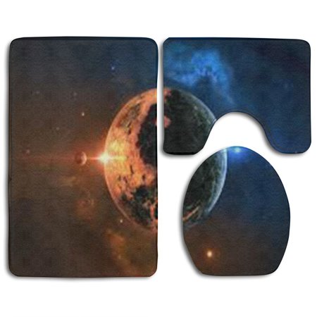 CHAPLLE Yin Yang Moon 3 Piece Bathroom Rugs Set Bath Rug Contour Mat and Toilet Lid Cover