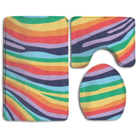 CHAPLLE Zebra 3 Piece Bathroom Rugs Set Bath Rug Contour Mat and Toilet Lid Cover
