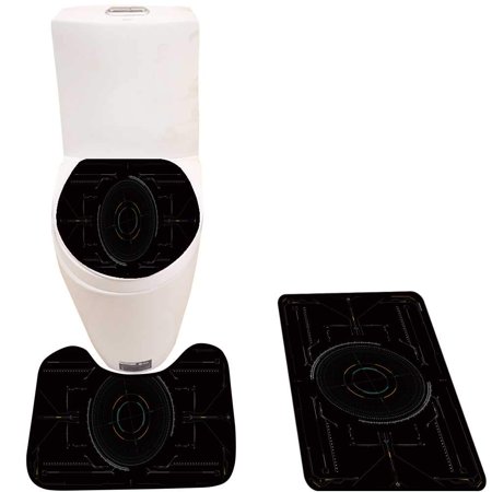 CHAPLLE hu displaay 3 Piece Bathroom Rugs Set Bath Rug Contour Mat and Toilet Lid Cover