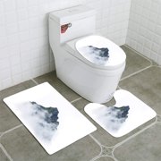 CHAPLLE mountaintop 3 Piece Bathroom Rugs Set Bath Rug Contour Mat and Toilet Lid Cover
