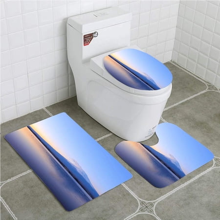 CHAPLLE mt Fuji Sun Rise 3 Piece Bathroom Rugs Set Bath Rug Contour Mat and Toilet Lid Cover