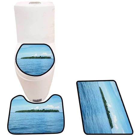 CHAPLLE toge isl ds or togi isl ds in Gulf tomini Central 3 Piece Bathroom Rugs Set Bath Rug Contour Mat and Toilet Lid Cover