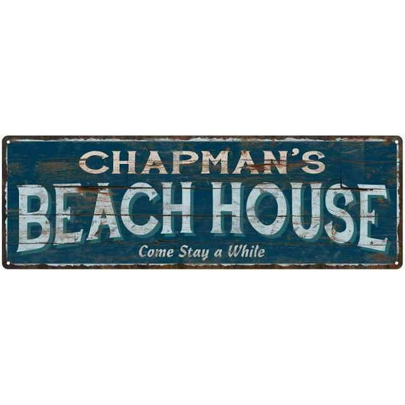 CHAPMAN'S Beach House Blue Rustic Cabin Home Decor 8x24 Metal 108240026218