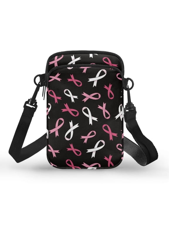 Adjustable Shoulder Strap Cell Phone Purse for Shop Running, Polyester Adjustable Strap Crossbody Bag, Breast Cancer