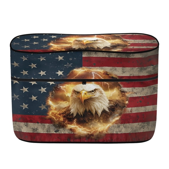 CHAQLIN American Flag Eagle Print RV Camper Dual Propane Gas Cover for Long Trips, Polyester Easy to Install RV Propane Tank Cover Waterproof Front Zipper RV Trailer Propane Tank Cover