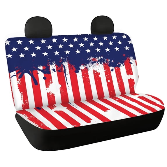 CHAQLIN American Flag Theme, Soft Bench Seat Covers 2 Pcs Scratch Proof Non-Slip Back Seat Protectors for Car Interior Auto