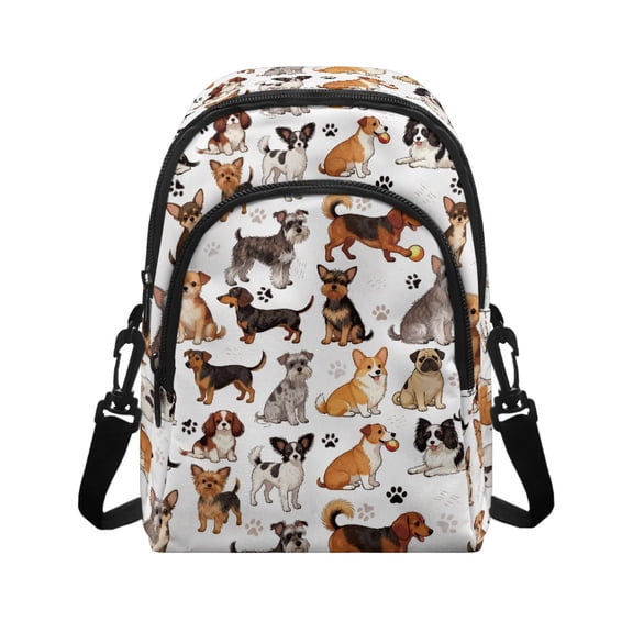 CHAQLIN Assorted Dogs with Paw Prints Crossbody Bag for Travel Casual, Portable Sling Bag Polyester Zipper Closure Cell Phone Purse