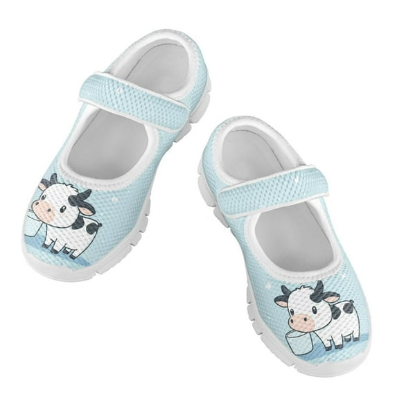 CHAQLIN Baby Girls Cow Printing Sneakers Kids Tennis Running Shoes Storybook Lightweight Hook and Loop Casual Walking Shoes