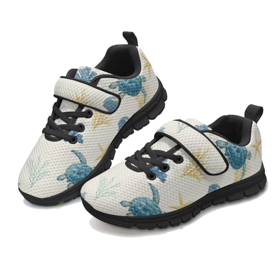 CHAQLIN Blue Turtle Starfish Shoes for Boys Fashion Sneakers Little Kid Knitted Mesh Sports Athletic Shoes Anti Slip for Tennis Running Walking Casual