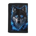 thumbnail image 1 of CHAQLIN Blue Wolf Galaxy Lightweight Trifold Card Wallet, Polyester Trifold Handbag Slim Children's Clutch Money Bag for Outdoor School, 1 of 7