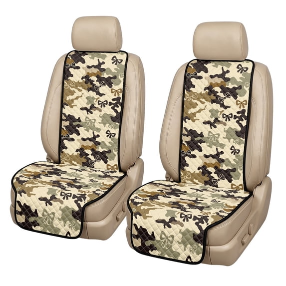 CHAQLIN Camouflage Bow Pattern Non-Slip Cushion Covers, Washable Polyester Car Front Seat Covers 2-Pack Non‑Slip Car Seat Covers for SUV