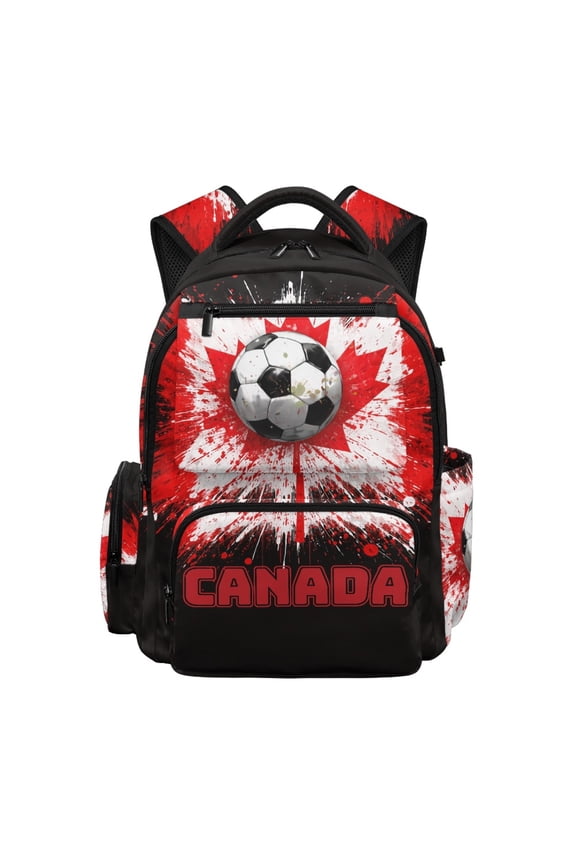 Canada Soccer 17 Inch School Bookbags with Lightweight Multi Pocket, Water Repellent Toddler Bookbag for Travel and Back to School