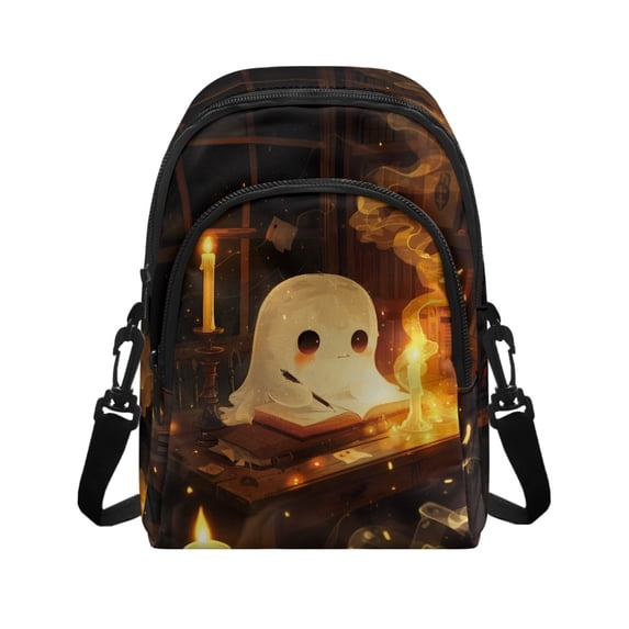 CHAQLIN Candle Ghost Art Crossbody Bag for Hiking Travel, Card Slots Sling Bag Polyester Lightweight Small Crossbody Wallet