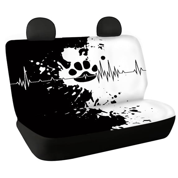 CHAQLIN Car Rear Seat Covers for Auto Interior Car Interior, Black and White Abstract Design 2 Pcs Rear Bench Seat Covers Stretch Non-Slip