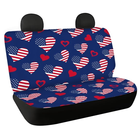 CHAQLIN Car Seat Covers Back Seat for Car Interior Auto Interior, Hearts American Flag 2 Pack Car Back Seat Covers Non-Slip Durable