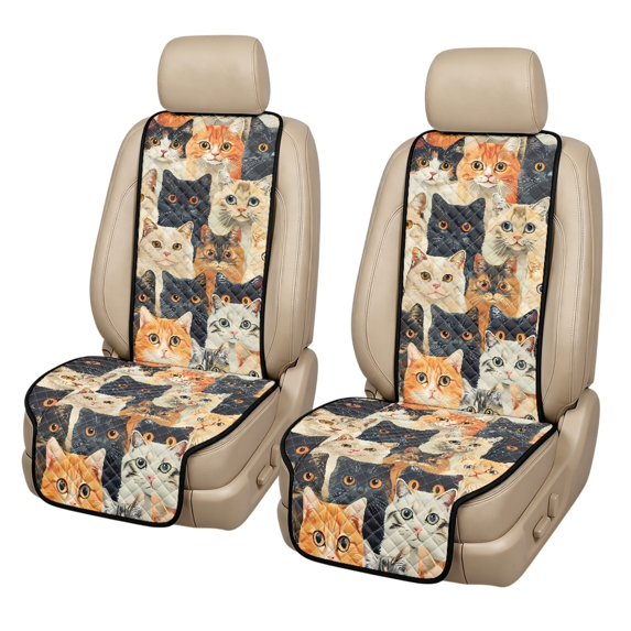 CHAQLIN Cats Car Seat Covers for Front Seats for Pet, Washable Non Slip Car Front Seat Covers for Most Sedan SUV, Polyester Fabric Automotive Protector Pads
