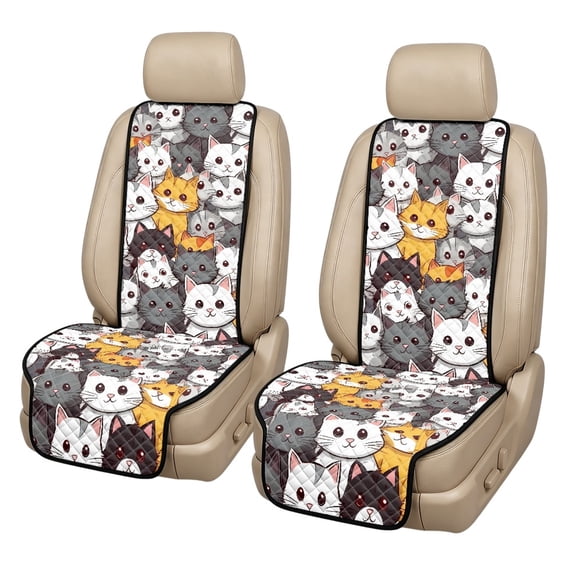 CHAQLIN Cats Pattern Non-Slip Front Seat Covers for Truck, Quilted Padded Fabric Dustproof Car Front Seat Covers Quilted Front Seats