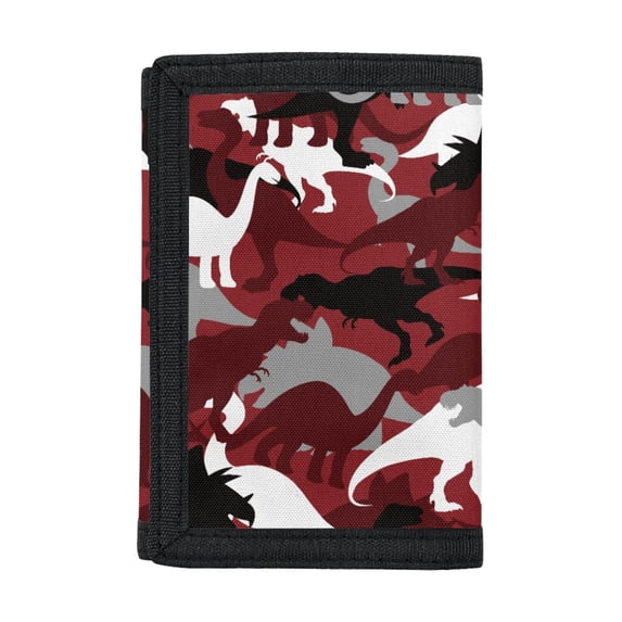 CHAQLIN Children's Wallet Dinosaur Camouflage Pattern Protective Trifold Card Wallet for Travel, Polyester Fabric Portable Kids Trifold Wallet
