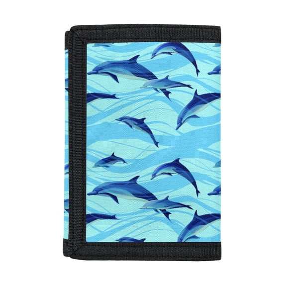 CHAQLIN Children's Wallet Dolphin Print Slim Trifold Card Wallet for Sports, Polyester Waterproof Wallet for Boys