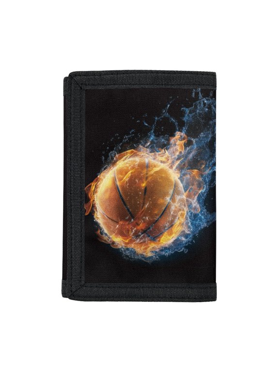 Children's Wallet Fire Basketball Pri Multi Compartment Clutch Wallet for Outdoor, Polyester Slim Card Holder Wallet