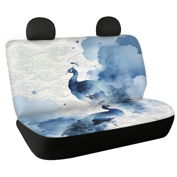 CHAQLIN Chinese Peacock Cloud Print, Soft Rear Bench Seat Covers Set of 2 Non-Slip Durable Back Seat Protectors for Car Interior Auto