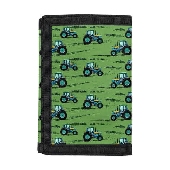 CHAQLIN Coin Pockets Tractor Field Pattern Lightweight Kids Trifold Wallet for Travel, Polyester Dustproof Trifold Card Wallet