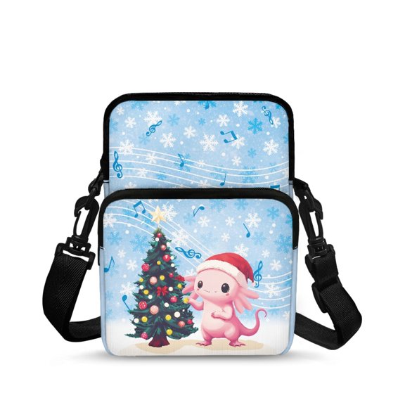 CHAQLIN Crossbody Bag Christmas Tree Salamander Adjustable Crossbody Bags for Work, Polyester 2 Zippers Crossbody Purse