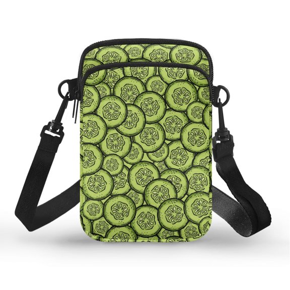 CHAQLIN Cucumber Slice Pattern Crossbody Bag, Shoulder Adjustable Strap Shoulder Bag Lightweight Cell Phone Purse for Travel Work