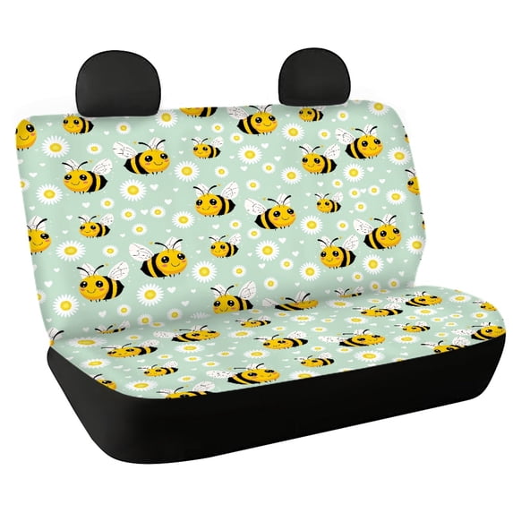 CHAQLIN Cute Bee Daisy, Non-Slip Replacement Seat Protectors Set of 2 Waterproof All Weather Car Back Seat Cover for Auto Car Interior