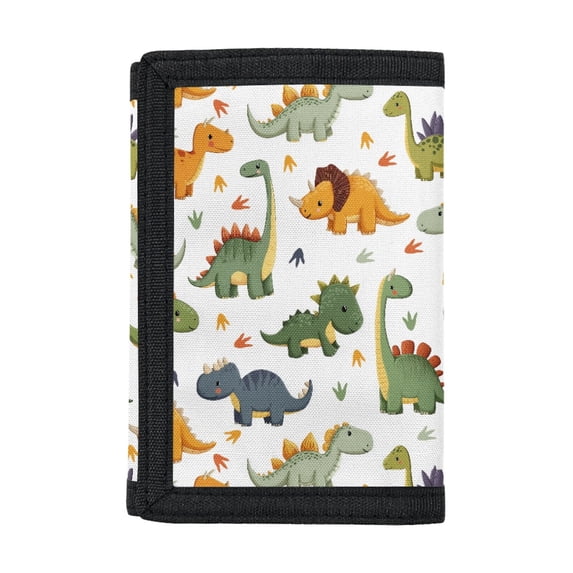 CHAQLIN Cute Dinosaur Print Waterproof Small Purse, Thin Polyester Fabric Clutch Wallet for Outdoor Sports Daily Use