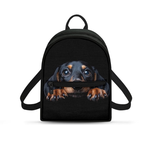 CHAQLIN Cute Dog Small Backpack, Adjustable Strap Polyester Mini Backpack for Hiking Travel, Zipper Closure Fashion Travel Shoulder Bag