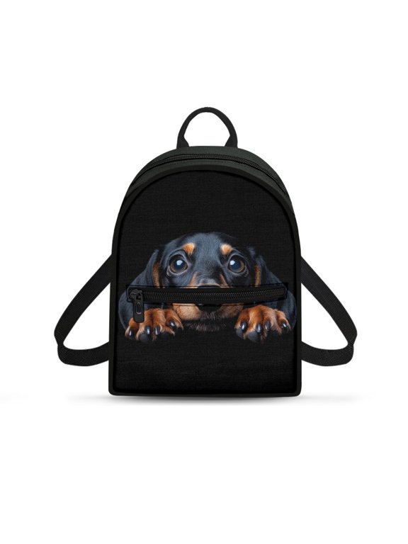 Cute Dog Small Backpack, Adjustable Strap Polyester Mini Backpack for Hiking Travel, Zipper Closure Fashion Travel Shoulder Bag