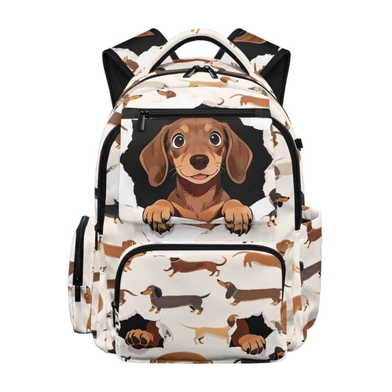 CHAQLIN Dachshund Paws Pattern School Backpack with Lightweight Large Capacity School Bag, Multi-Pocket 17 Inches Bookbag for Travel Back to School Middle School
