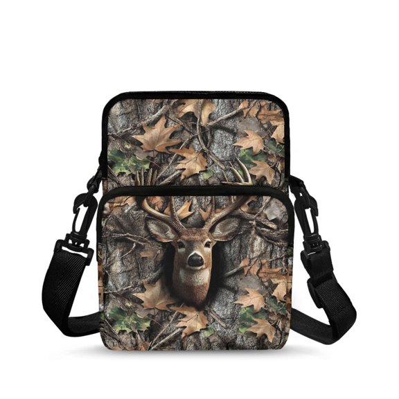 CHAQLIN Deer Forest Scene Lightweight Over Shoulder Purse, Polyester Fabric Shoulder Satchel Bags Portable Crossbody Bags for Travel Shop