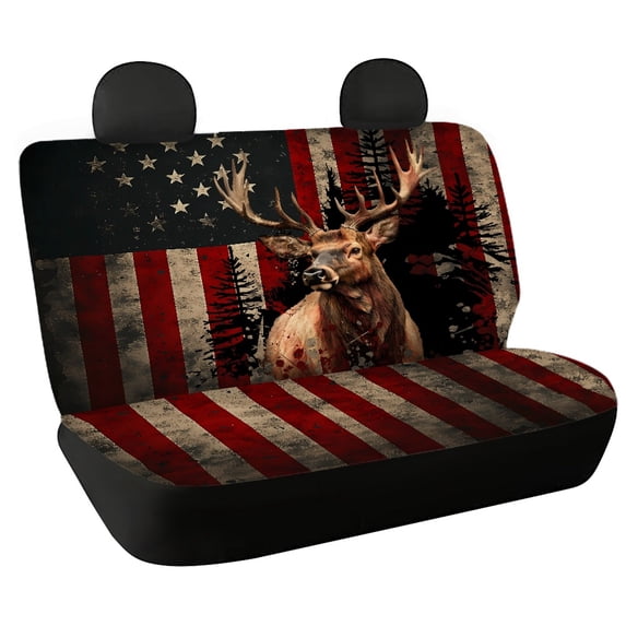 CHAQLIN Deer Pattern Rear Bench Seat Covers for Sedan, 2 Pack Durable Seat Back Covers Stretch Non-Slip Full Wrap Car Seat Covers