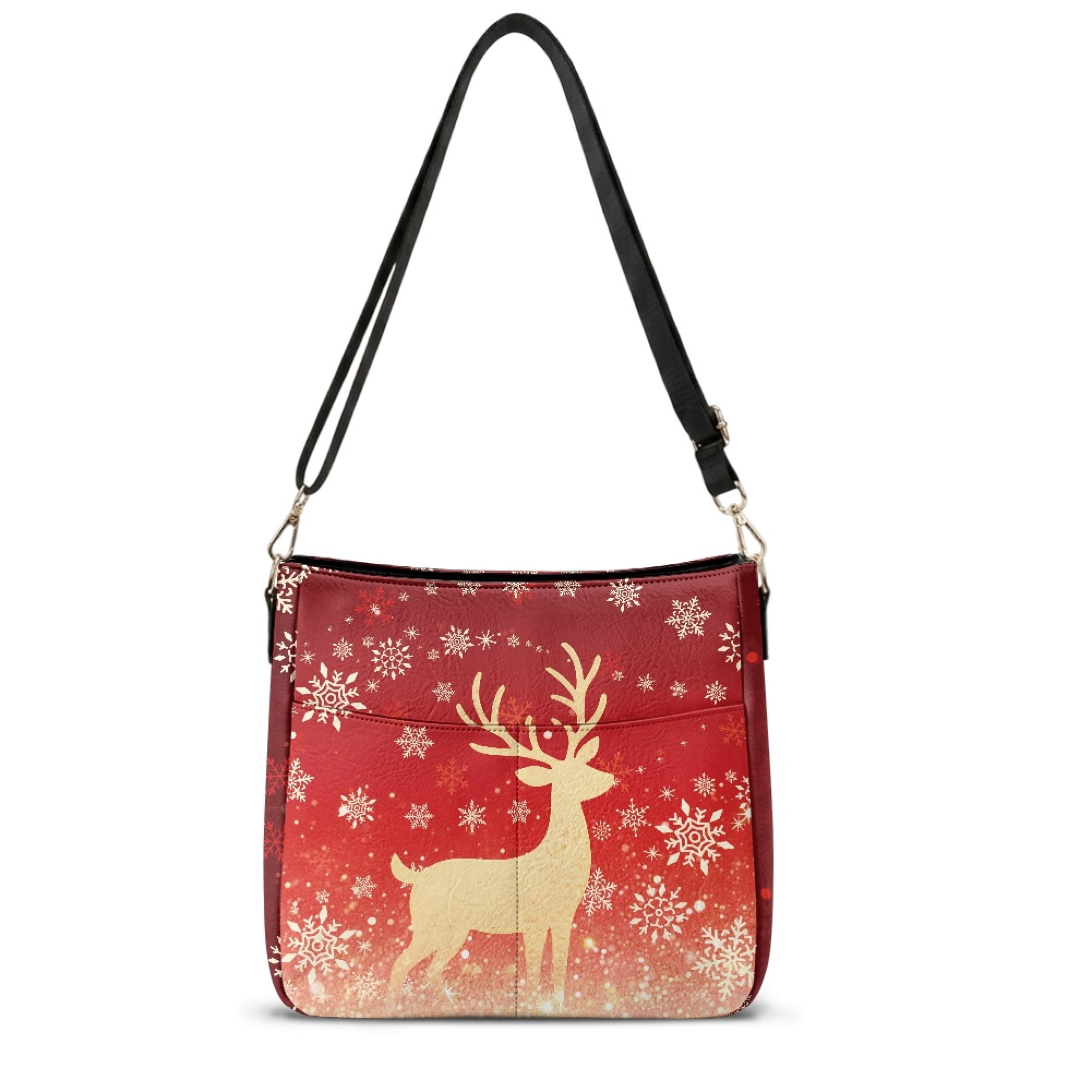 CHAQLIN Deer and Snowflake Pattern Adjustable Strap Crossbody Purse for ...