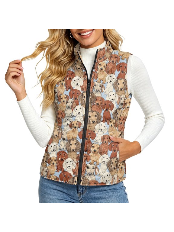 Dogs Warm Quilted jacket vest for Women, Polyester Womens Quilted Vest Lightweight Vest Jackets for Women for Travel Fall