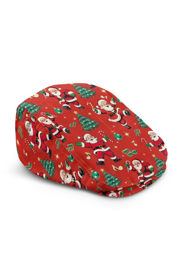Durable Flat Cap for Summer Weekend Outings, Santa Music Tree Polyester Long-Lasting Newsboy Hat Windproof