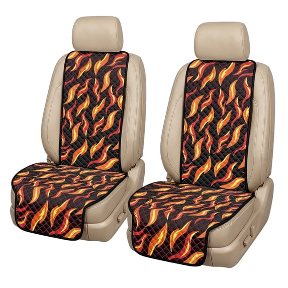 CHAQLIN Dustproof Car Front Seat Covers for SUV, Polyester Removable Seat Protector, Black Orange Flame Pattern