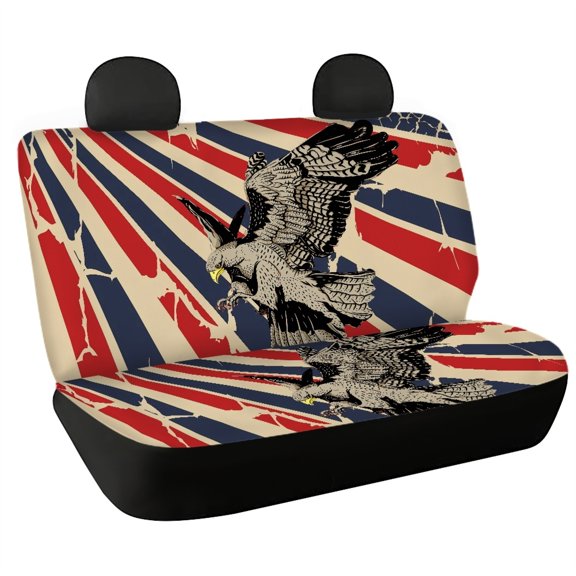 CHAQLIN Eagle Union Jack, Non-Slip Replacement Back Seat Protectors Set of 2 Waterproof All Weather Car Rear Bench Seat Cover for Auto Car Interior