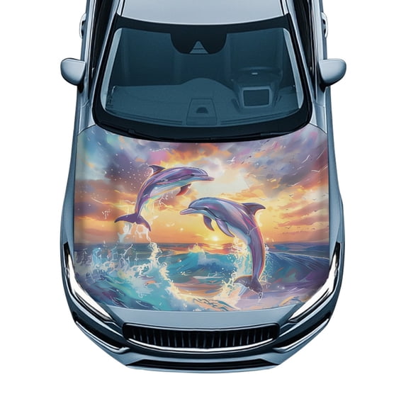 CHAQLIN Elastic Fabrics Car Hood Cover for Winter Stretch Fabric 39.37x59.05 in Car Hood Cover Protector Dolphin