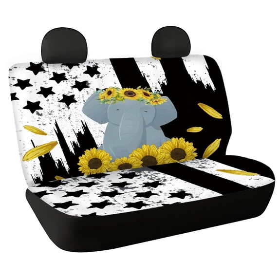 CHAQLIN Elephant Sunflower, Non-Slip Replacement Seat Protectors Set of 2 Waterproof All Weather Car Back Seat Cover for Auto Car Interior